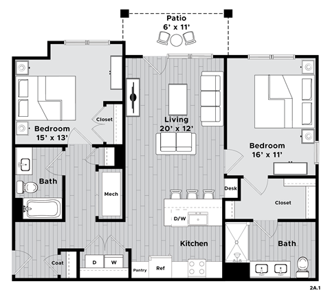 2a1 Floor Plan at Madison Prickett Preserve, Yardley, PA