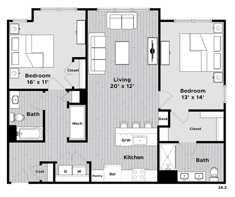 2a3 Floor Plan at Madison Prickett Preserve, Yardley, 19067