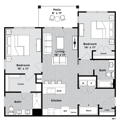 2b1 Floor Plan at Madison Prickett Preserve, Pennsylvania, 19067