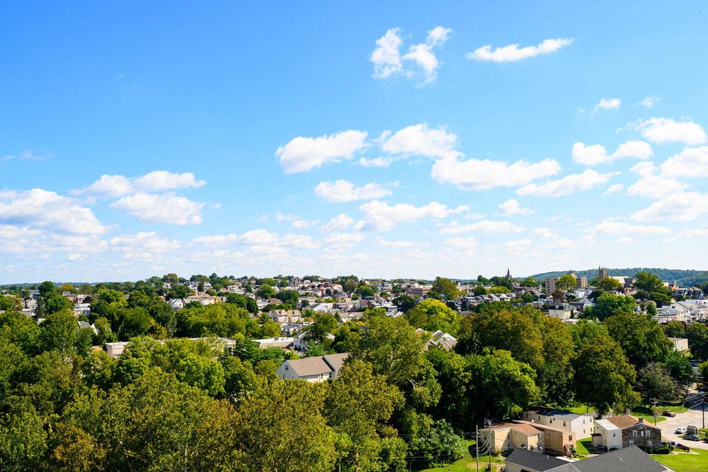 a view of a neighborhood with trees and houses at Madison West Elm, Conshohocken