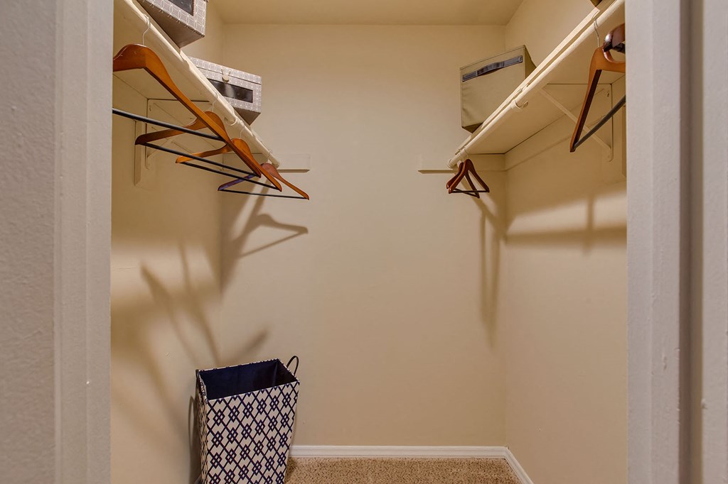 walk in closet with hangers at Madison Hunters Glen, NC 27606