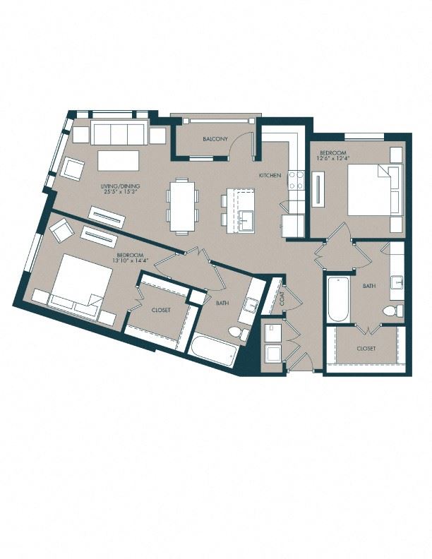 The Swayze floor plans 2 bedroom, 2 bath floor plan