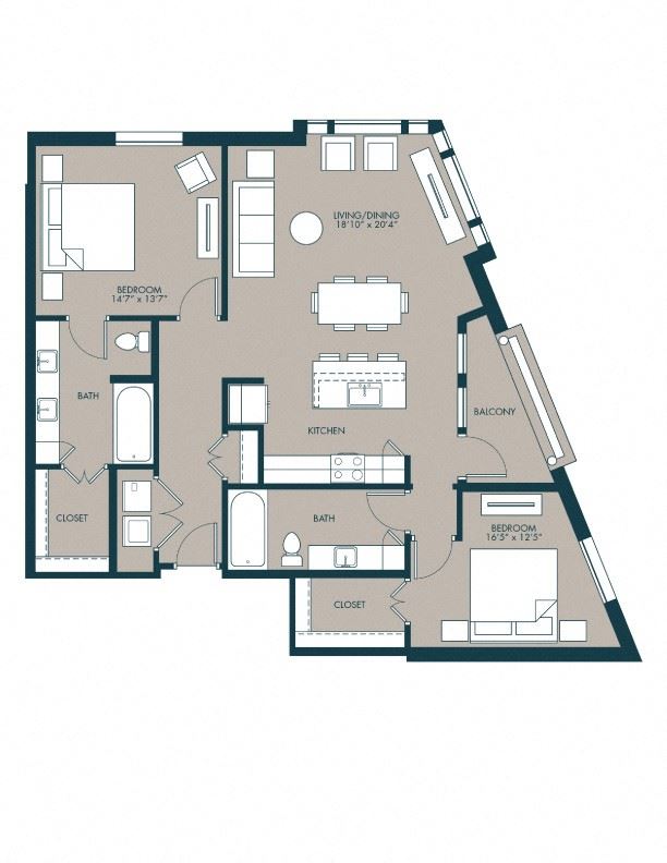 The Reynolds floor plan 2 bedroom, 2 bath floor plan