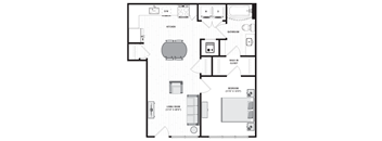 699 square foot 1 bedroom floor plan at Carmel Vista, McDonough