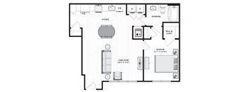 839 square foot 1 bedroom floor plan at Carmel Vista, McDonough