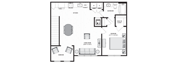 950 square foot 1 bedroom floor plan at Carmel Vista, Georgia