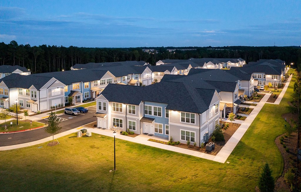 aerial shot of the community apartment buildings at Carmel Vista, Georgia