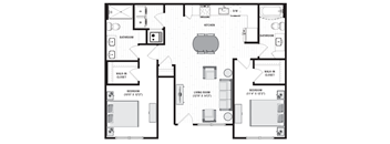 1092 square foot 2 bedroom floor plan at Carmel Vista, Georgia