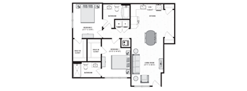 1116 square foot 2 bedroom floor plan at Carmel Vista, McDonough, GA, 30253