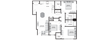 1336 square foot 3 bedroom floor plan at Carmel Vista, McDonough, 30253