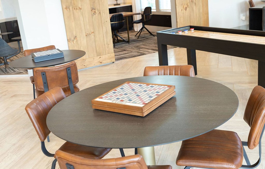 games on game tables in the clubhouse at Carmel Vista, Georgia