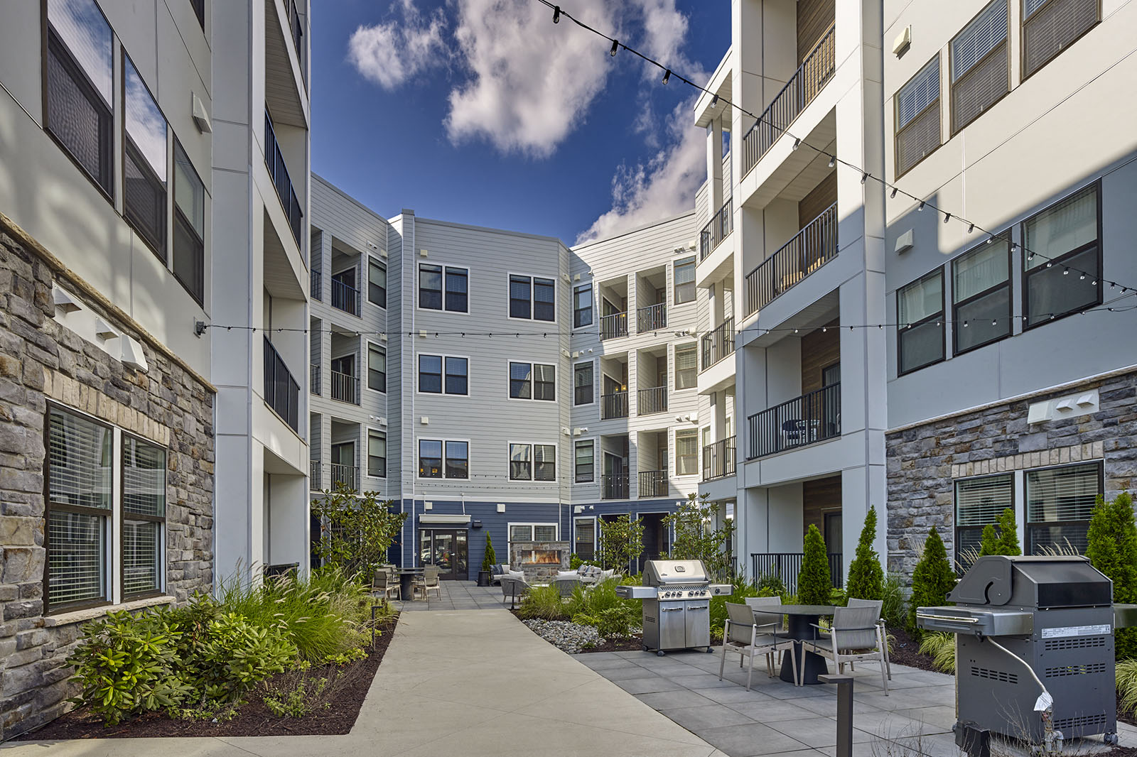 Grilling Area with Gas Grills and Seating at Madison Ellis Preserve, Newtown Square, 19073