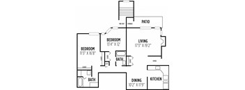 a floor plan of a home with two bedrooms and two bathrooms and a laundry room with a at Madison Glen Mills, Glen Mills, PA, 19342