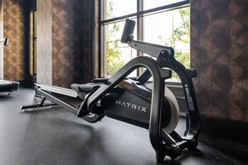 A black and white exercise bike with the word MATRIX on it at Madison West Elm, Pennsylvania