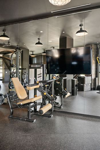 A gym with a rowing machine and a television at Madison West Elm, Conshohocken