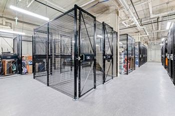 the inside of a cage enclosure in a warehouse at Madison West Elm, Conshohocken Pennsylvania