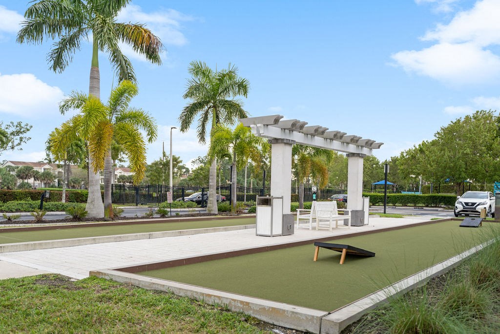 Corn hole setup at Inspira, Naples, Florida