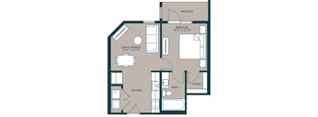 A studio floorplan with 575 SF at McKinney Village, McKinney