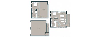 2 bedroom townhome floorplan with 1196 square feet at McKinney Village, McKinney, TX, 75069
