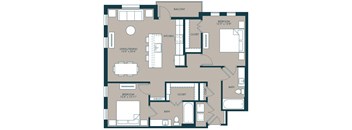2 bedroom floorplan with 1235 square feet at McKinney Village, McKinney, TX