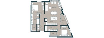 2 bedroom floorplan with 1272 square feet at McKinney Village, McKinney, 75069