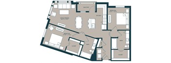 2 bedroom floorplan with 1330 square feet at McKinney Village, McKinney, Texas