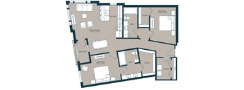 2 bedroom floorplan with 1416 square feet at McKinney Village, McKinney