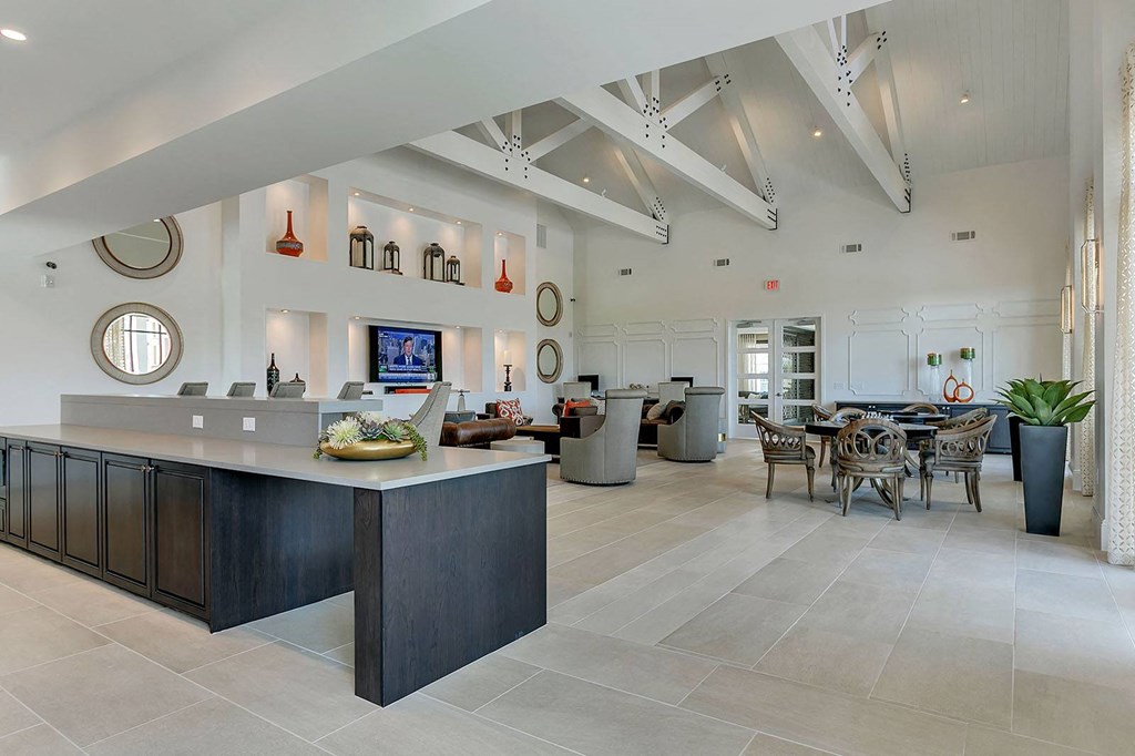 Resident Lounge Catering Kitchen, Game Tables and Conversational Seating at McKinney Village, Texas, 75069