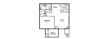 a floor plan of a one bedroom apartment