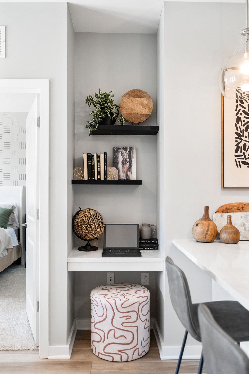 a home office with a desk and a laptop on a shelf at Madison Prickett Preserve, Yardley, PA