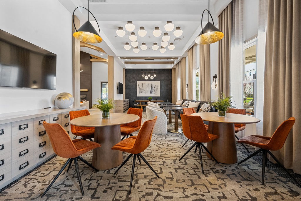 a dining room in a hotel with tables and chairs at Madison Prickett Preserve, Yardley, 19067