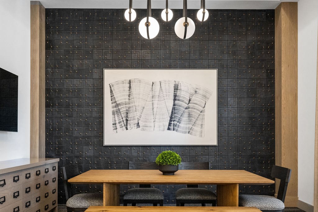 A dining room with a wooden table and chairs at Madison Prickett Preserve, Yardley Pennsylvania