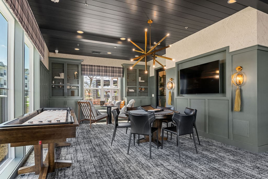 A room with a pool table and a dining table at Madison Prickett Preserve, Pennsylvania