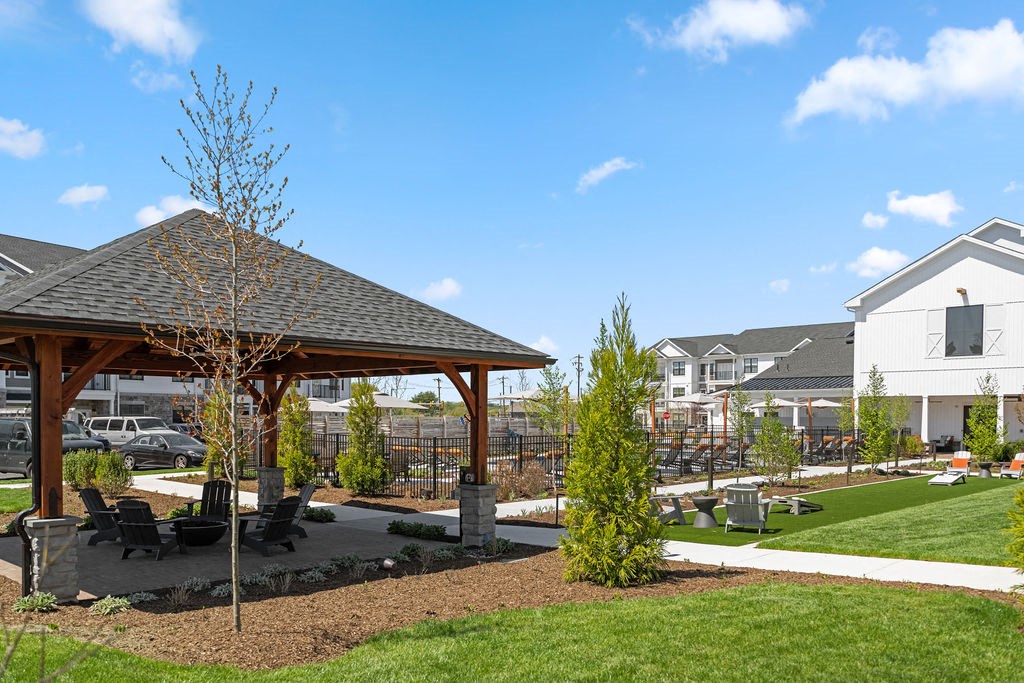 A gazebo with a tree in front of a house at Madison Prickett Preserve, Yardley, PA