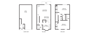 The Elm is a 1,470 SF two-bedroom, two and a half-bath townhome.
