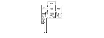 floor plan of a 1 bedroom 1 bath apartment with a den  at Madison Providence, Pennsylvania, 19426
