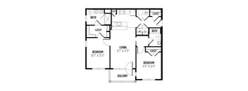 floor plan of a 2 bedroom 2 bath apartment  at Madison Providence, Collegeville, Pennsylvania
