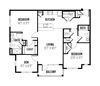 floor plan of a 2 bedroom 2 bath apartment with a den