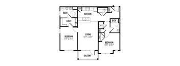 floor plan of a 2 bedroom 2 bath apartment  at Madison Providence, Collegeville, PA