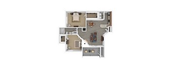 a stylized floor plan with bedrooms and a living room