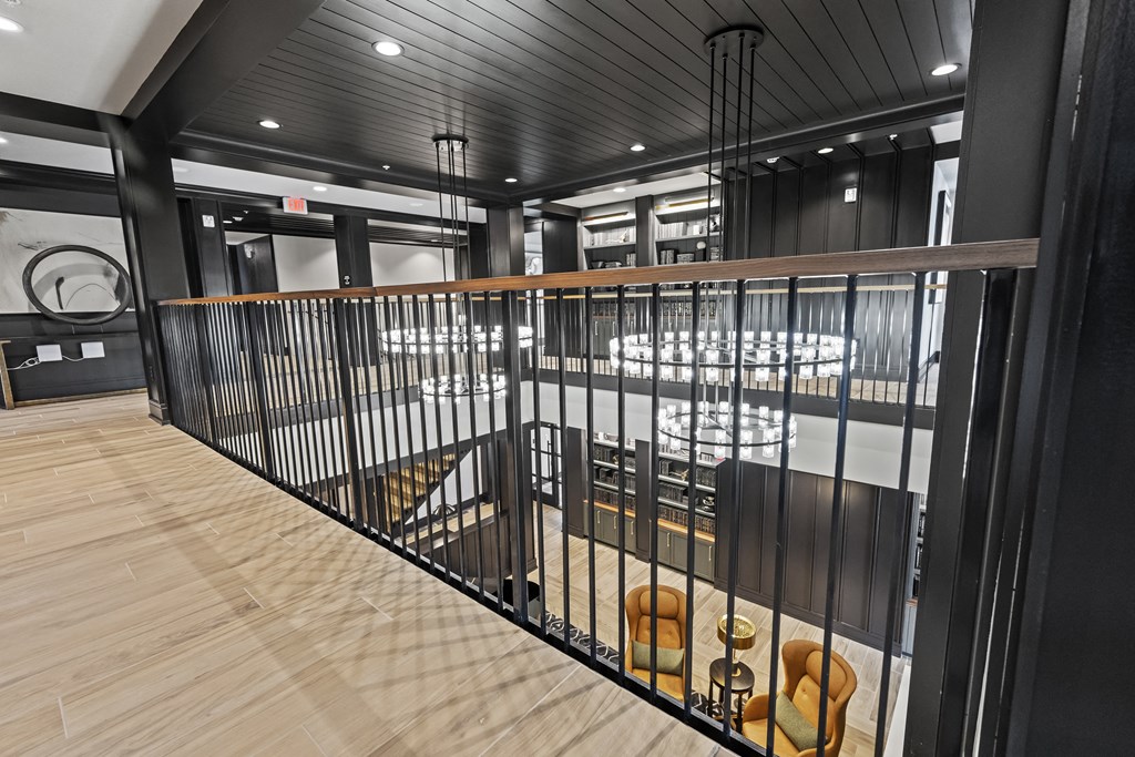 a view of the dining room from the balcony at The Harrison, Newtown Square, PA, 19073