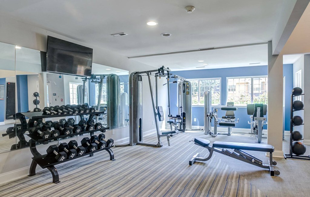 Fitness Center with weighs and machines at Madison Glen Mills, Glen Mills, Pennsylvania