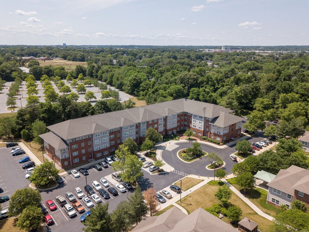 Park View at Laurel apartment community for seniors is located at the end of a quiet cul de sac.