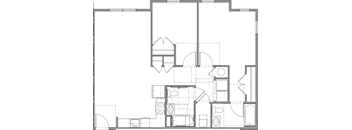 a floor plan of a home with a bedroom and a living room