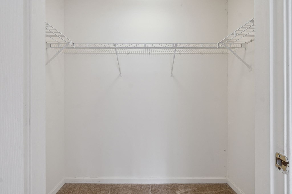 Park View at Laurel apartment community for seniors features large, open closets offering plenty of storage.