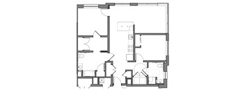 A black and white floor plan of a house with multiple rooms.