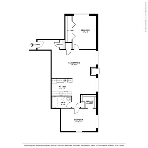this is the floor plan of a 1 bedroom apartment at the ace apartments