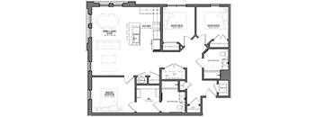floor plan of the second floor of a house including the bedrooms and the living room