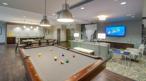 Resident community room with pool table