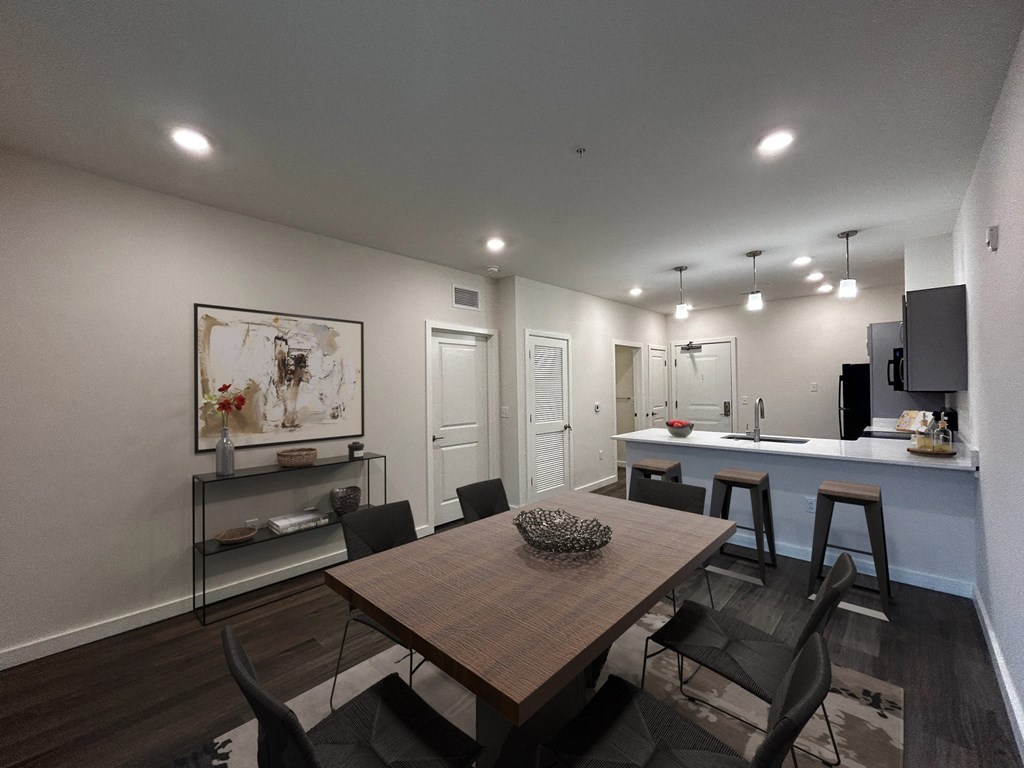 Open concept living dining at Highland Terrace apartments located in Richmond's Highland Park neighborhood